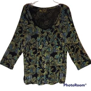 Mirasol women's plus size 3x paisley print pullover blouse. 632